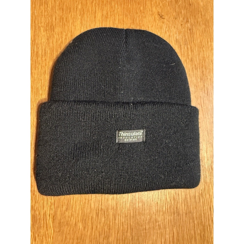 Thinsulate 40 Gram Insulated Beanie Hat Black Fleece Lined Winter‎ OSFM